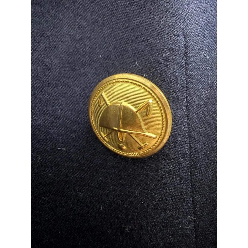 Polo Ralph Lauren Mens Navy Wool Double Breasted Blazer Gold Buttons 40L USA